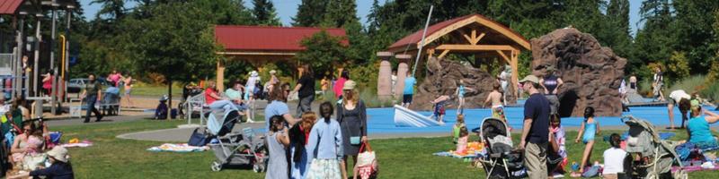 Play structure and slides at Crossroads Park in Bellevue.