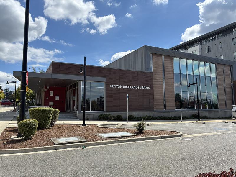 Renton Highlands Library, a single-story building with a covered entry.