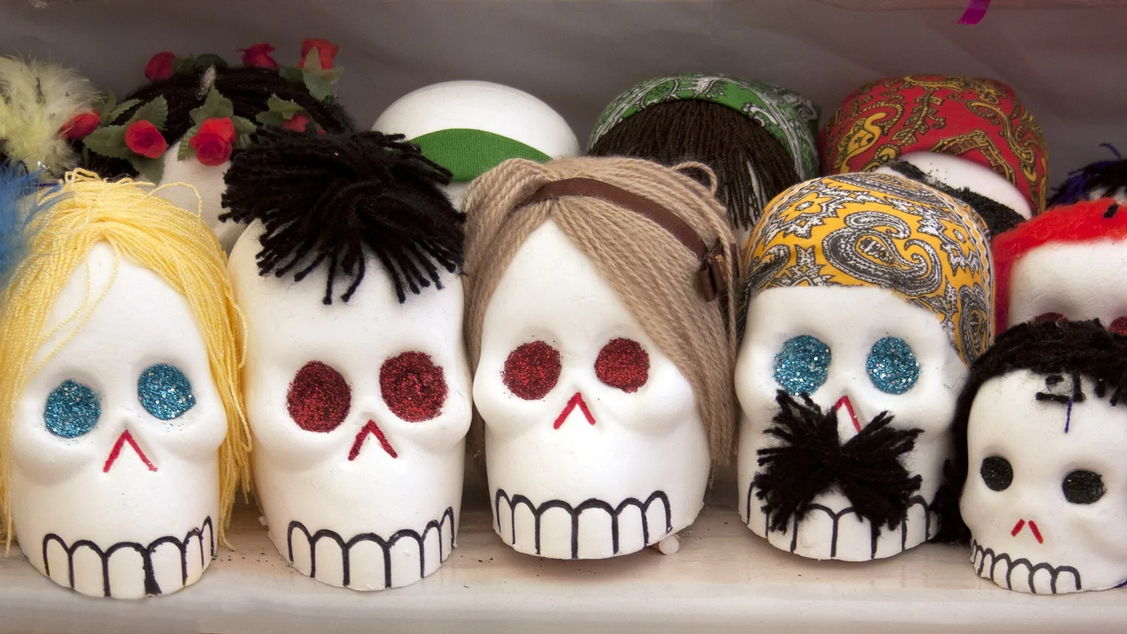 Sugar skulls and candy for Dia de los Muertos.