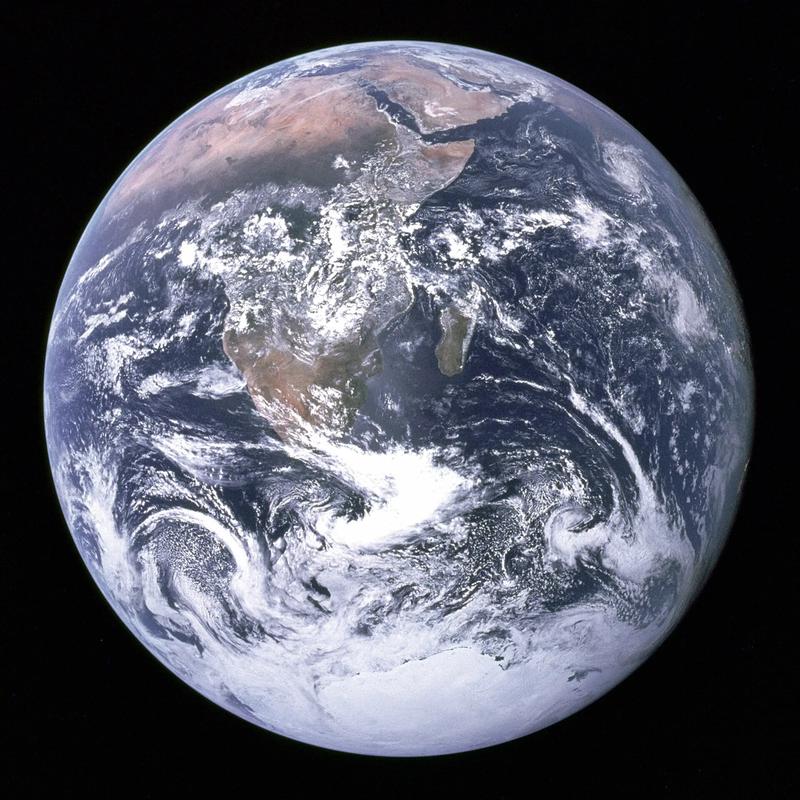 The Earth seen from Apollo 17, with Africa and Antarctica visible.